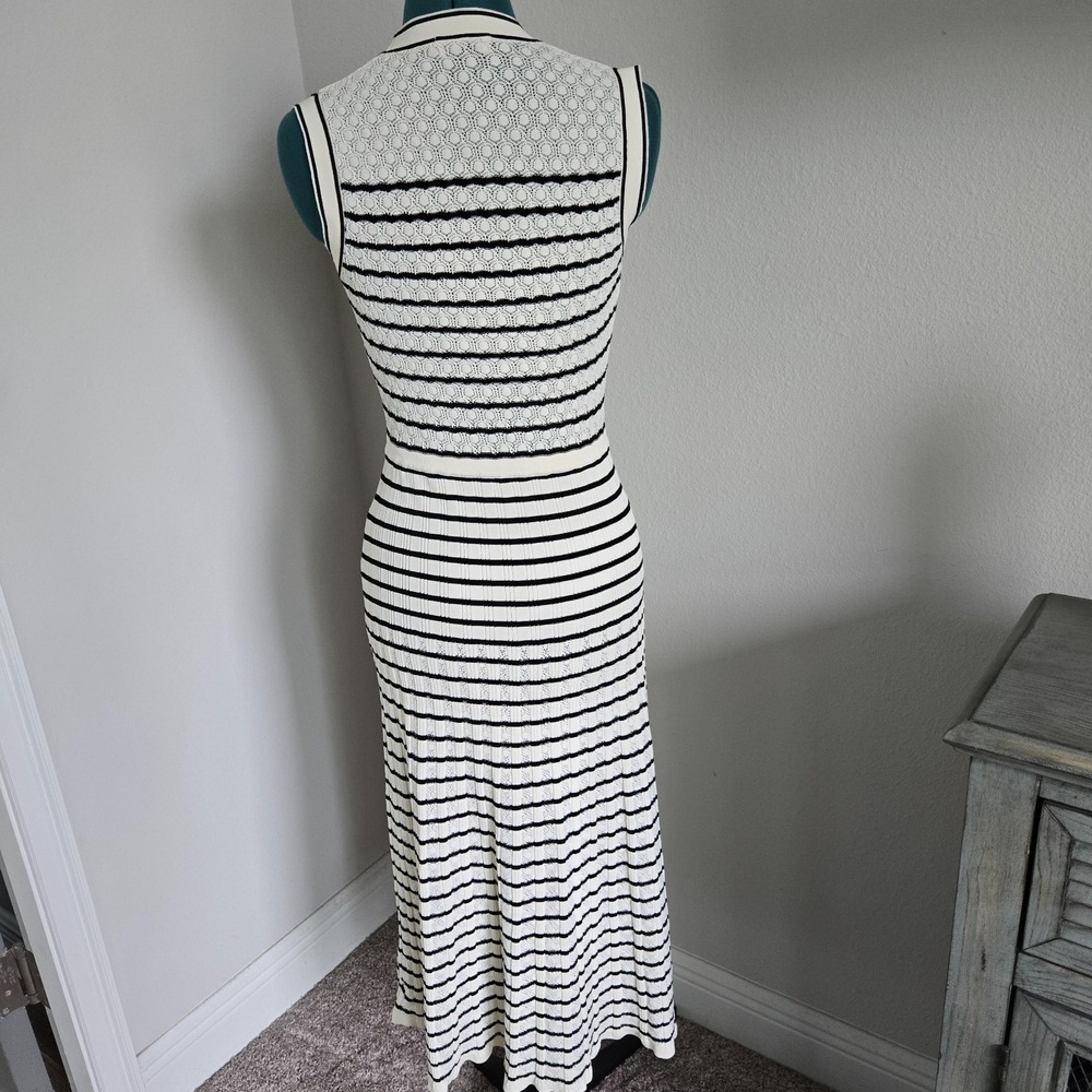 Sandro Womens Dress and Crop Sweater Set Sz 3 (US 8) NWT Black White Fancy Knit - Picture 12 of 16